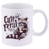 Cute But Feral Funny Raccoon 11oz C Handle Ceramic Mug