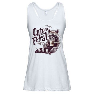 Cute But Feral Funny Raccoon Ladies Essential Flowy Tank