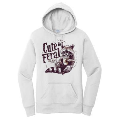 Cute But Feral Funny Raccoon Women's Pullover Hoodie