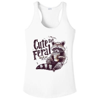 Cute But Feral Funny Raccoon Ladies PosiCharge Competitor Racerback Tank