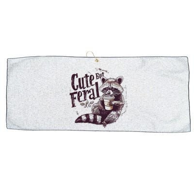 Cute But Feral Funny Raccoon Large Microfiber Waffle Golf Towel