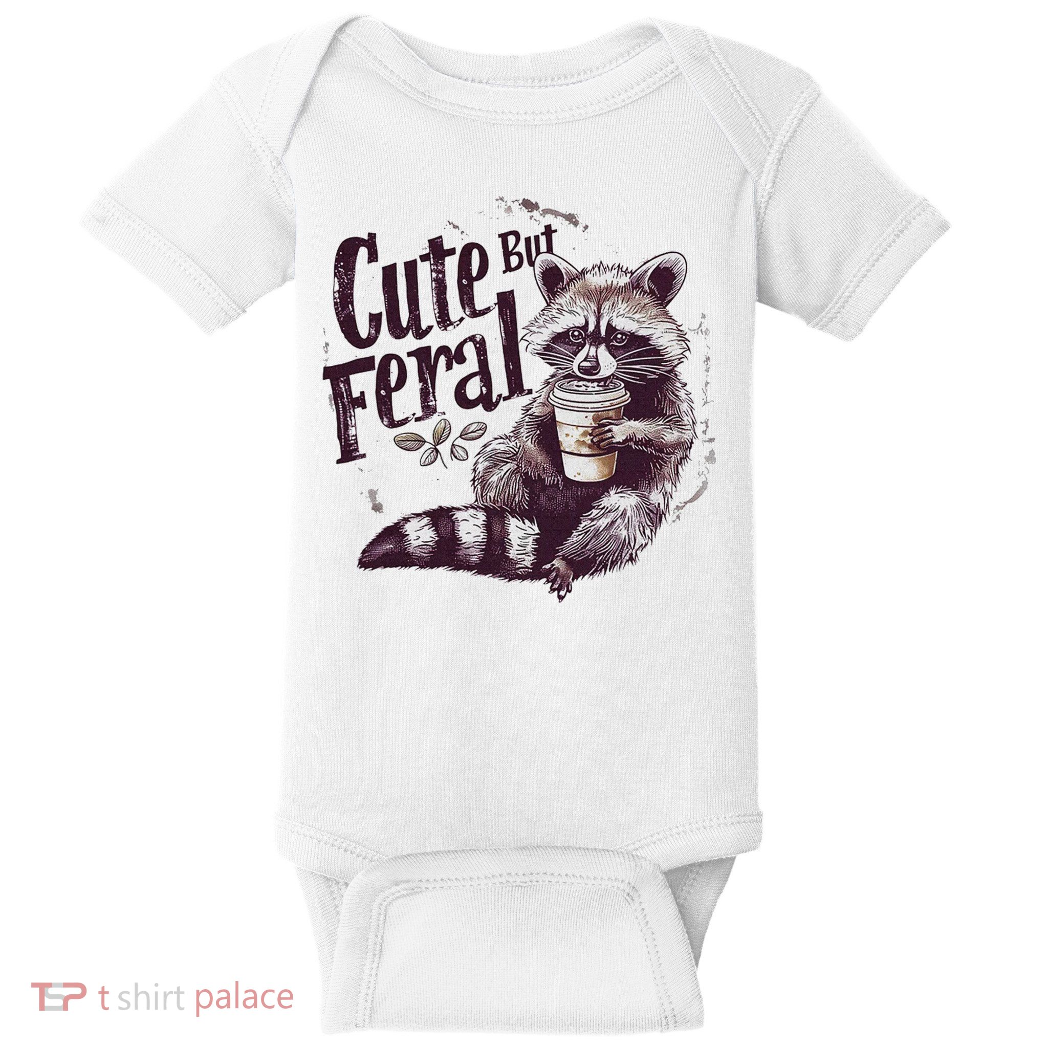 Cute But Feral Funny Raccoon Baby Bodysuit