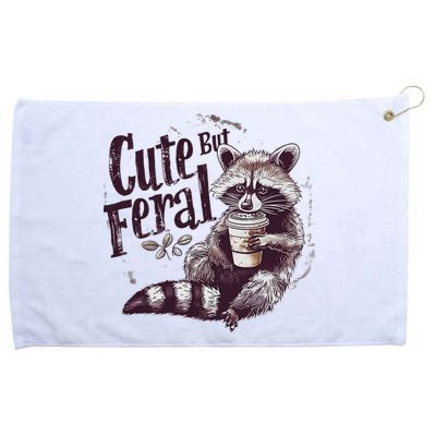 Cute But Feral Funny Raccoon Grommeted Golf Towel