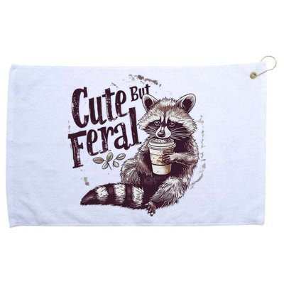 Cute But Feral Funny Raccoon Grommeted Golf Towel