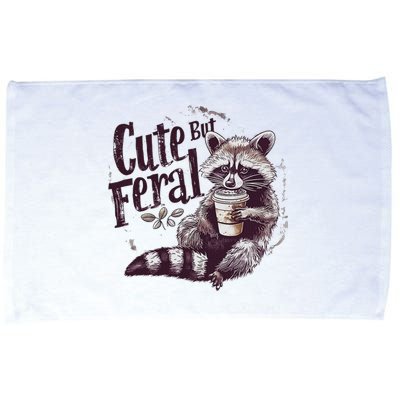 Cute But Feral Funny Raccoon Microfiber Hand Towel