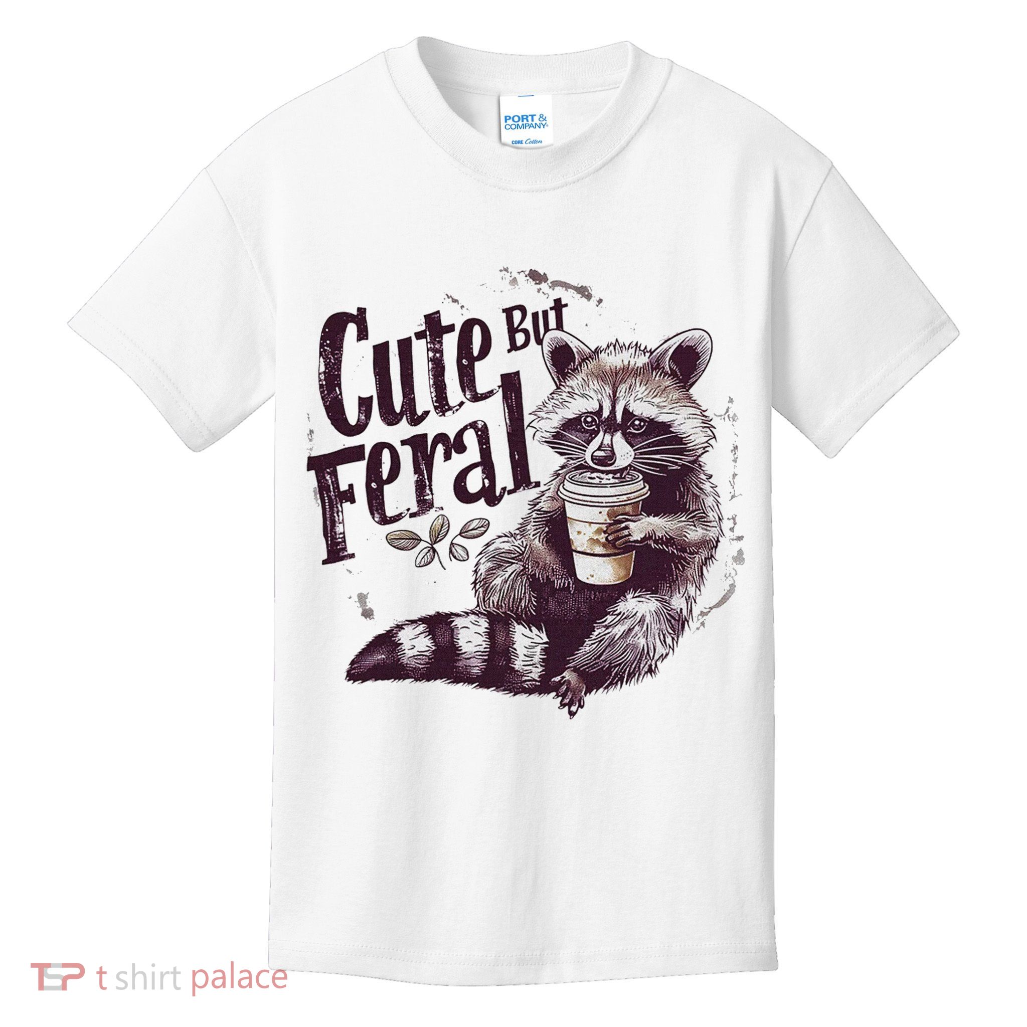 Cute But Feral Funny Raccoon Kids T-Shirt