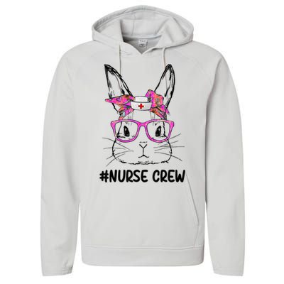 Cute Bunny Face Nurse Tie Dye Glasses Easter Day Nurse Crew Performance Fleece Hoodie