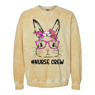 Cute Bunny Face Nurse Tie Dye Glasses Easter Day Nurse Crew Colorblast Crewneck Sweatshirt