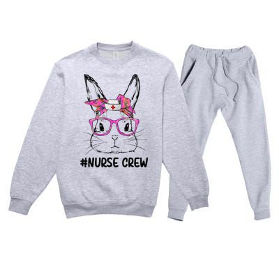 Cute Bunny Face Nurse Tie Dye Glasses Easter Day Nurse Crew Premium Crewneck Sweatsuit Set