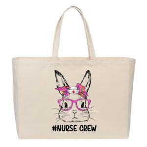 Cute Bunny Face Nurse Tie Dye Glasses Easter Day Nurse Crew Cotton Canvas Jumbo Tote