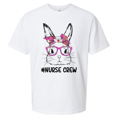 Cute Bunny Face Nurse Tie Dye Glasses Easter Day Nurse Crew Sueded Cloud Jersey T-Shirt