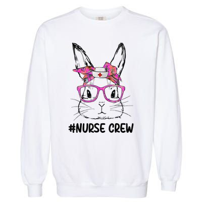 Cute Bunny Face Nurse Tie Dye Glasses Easter Day Nurse Crew Garment-Dyed Sweatshirt