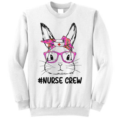 Cute Bunny Face Nurse Tie Dye Glasses Easter Day Nurse Crew Sweatshirt