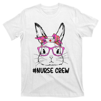 Cute Bunny Face Nurse Tie Dye Glasses Easter Day Nurse Crew T-Shirt