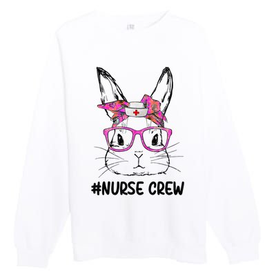 Cute Bunny Face Nurse Tie Dye Glasses Easter Day Nurse Crew Premium Crewneck Sweatshirt