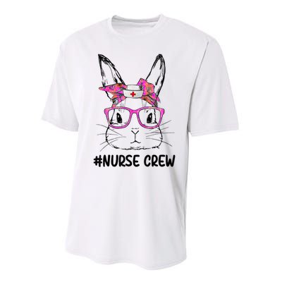 Cute Bunny Face Nurse Tie Dye Glasses Easter Day Nurse Crew Performance Sprint T-Shirt