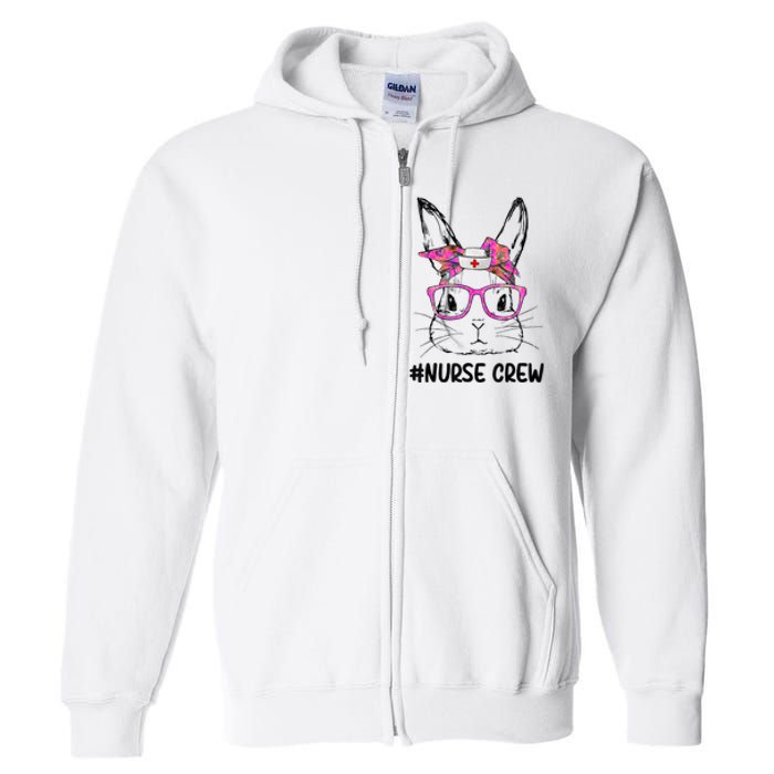 Cute Bunny Face Nurse Tie Dye Glasses Easter Day Nurse Crew Full Zip Hoodie