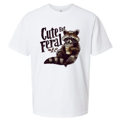 Cute But Feral Vintage Raccoon Coffee Lover Sueded Cloud Jersey T-Shirt