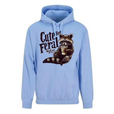 Cute But Feral Vintage Raccoon Coffee Lover Unisex Surf Hoodie