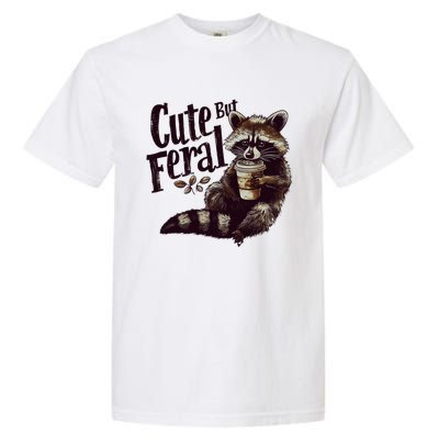 Cute But Feral Vintage Raccoon Coffee Lover Garment-Dyed Heavyweight T-Shirt