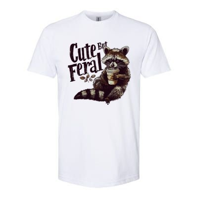 Cute But Feral Vintage Raccoon Coffee Lover Softstyle CVC T-Shirt