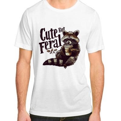 Cute But Feral Vintage Raccoon Coffee Lover Adult ChromaSoft Performance T-Shirt