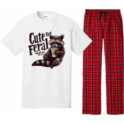 Cute But Feral Vintage Raccoon Coffee Lover Pajama Set