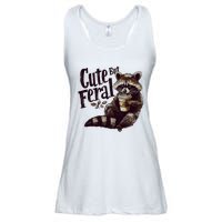 Cute But Feral Vintage Raccoon Coffee Lover Ladies Essential Flowy Tank