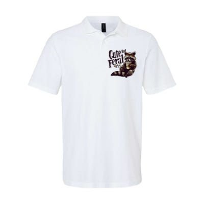 Cute But Feral Vintage Raccoon Coffee Lover Softstyle Adult Sport Polo