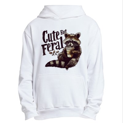 Cute But Feral Vintage Raccoon Coffee Lover Urban Pullover Hoodie