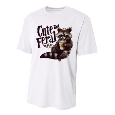 Cute But Feral Vintage Raccoon Coffee Lover Performance Sprint T-Shirt