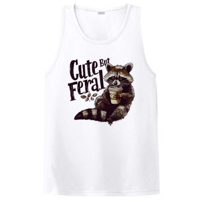 Cute But Feral Vintage Raccoon Coffee Lover PosiCharge Competitor Tank