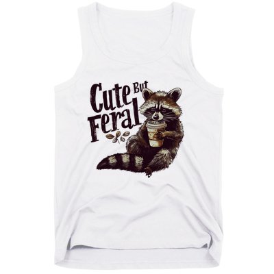 Cute But Feral Vintage Raccoon Coffee Lover Tank Top