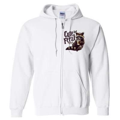 Cute But Feral Vintage Raccoon Coffee Lover Full Zip Hoodie