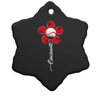 Cincinnati Baseball Flower I Love Cincinnati Baseball Spirit Ceramic Star Ornament