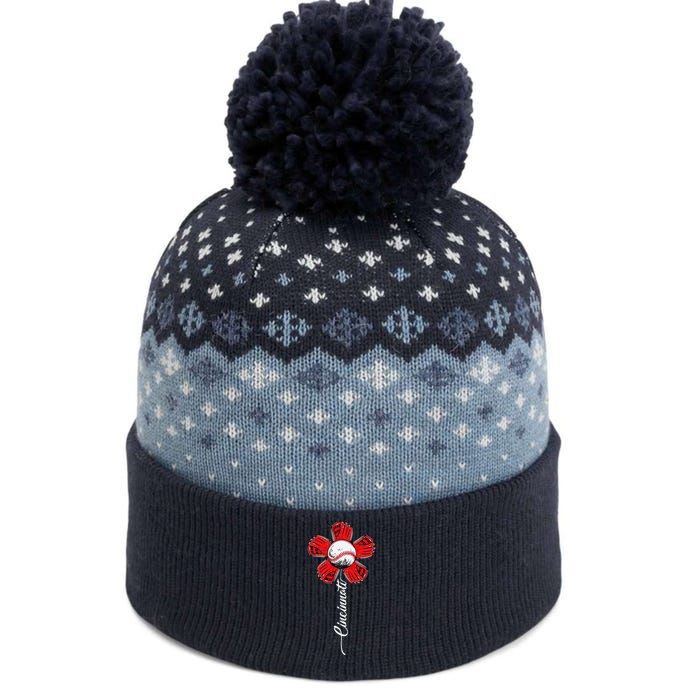 Cincinnati Baseball Flower I Love Cincinnati Baseball Spirit The Baniff Cuffed Pom Beanie