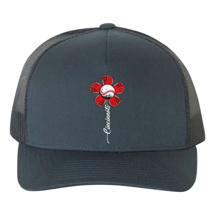 Cincinnati Baseball Flower I Love Cincinnati Baseball Spirit Yupoong Adult 5-Panel Trucker Hat