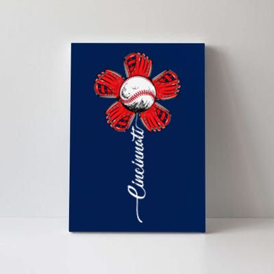 Cincinnati Baseball Flower I Love Cincinnati Baseball Spirit Canvas