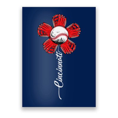 Cincinnati Baseball Flower I Love Cincinnati Baseball Spirit Poster