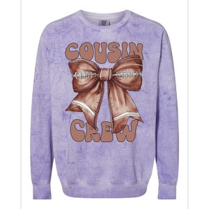 Coquette Bow Football Pumpkin Squad Thanksgiving Cousin Crew Gift Colorblast Crewneck Sweatshirt