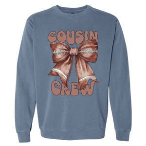 Coquette Bow Football Pumpkin Squad Thanksgiving Cousin Crew Gift Garment-Dyed Sweatshirt