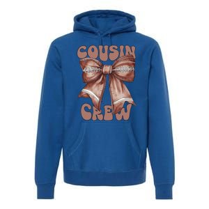 Coquette Bow Football Pumpkin Squad Thanksgiving Cousin Crew Gift Premium Hoodie