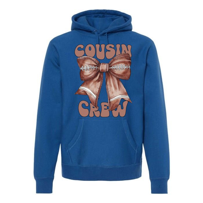 Coquette Bow Football Pumpkin Squad Thanksgiving Cousin Crew Gift Premium Hoodie