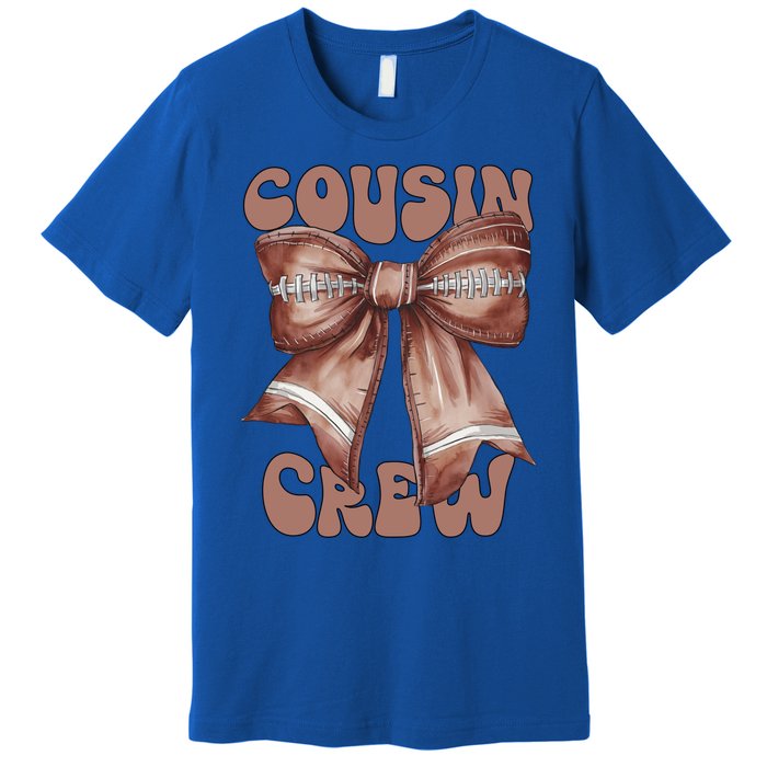 Coquette Bow Football Pumpkin Squad Thanksgiving Cousin Crew Gift Premium T-Shirt