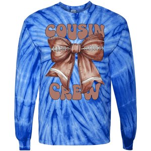 Coquette Bow Football Pumpkin Squad Thanksgiving Cousin Crew Gift Tie-Dye Long Sleeve Shirt