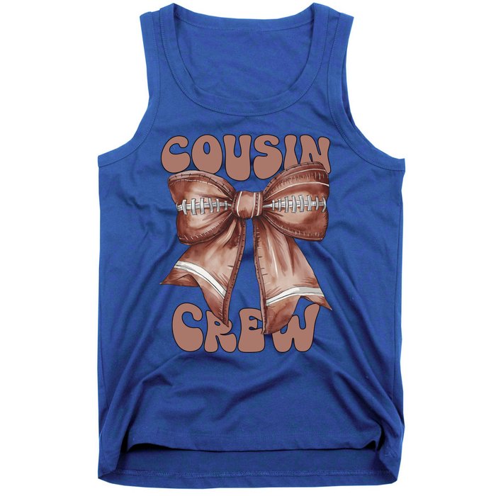 Coquette Bow Football Pumpkin Squad Thanksgiving Cousin Crew Gift Tank Top