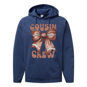 Coquette Bow Football Pumpkin Squad Thanksgiving Cousin Crew Gift Performance Fleece Hoodie