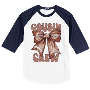 Coquette Bow Football Pumpkin Squad Thanksgiving Cousin Crew Gift Baseball Sleeve Shirt