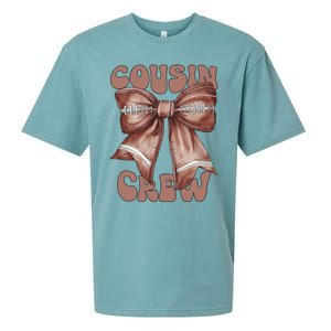 Coquette Bow Football Pumpkin Squad Thanksgiving Cousin Crew Gift Sueded Cloud Jersey T-Shirt