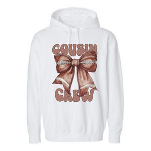 Coquette Bow Football Pumpkin Squad Thanksgiving Cousin Crew Gift Garment-Dyed Fleece Hoodie